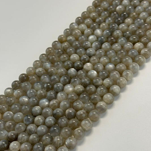 Gray Chocolate Moonstone Polished Round Beads