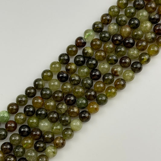 Green Garnet Beads - Polished Finish Round Shape