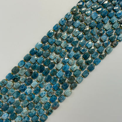 Blue Apatite Rectangular Faceted Cushion Cut Beads10xÂ8 mm Beads image 0