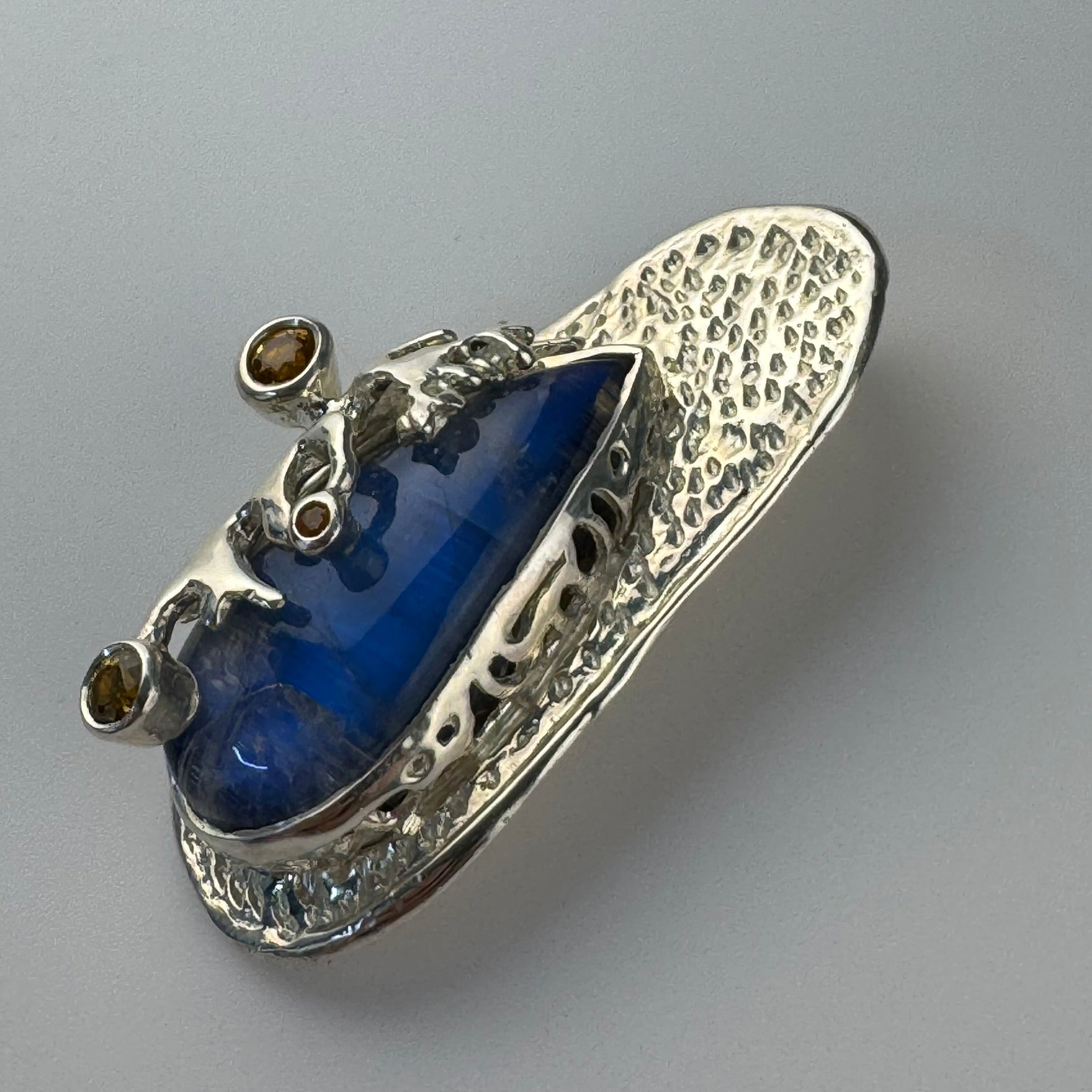 Rainbow Moonstone Coral Reef Pendant with Three Yellow Sapphires image 0