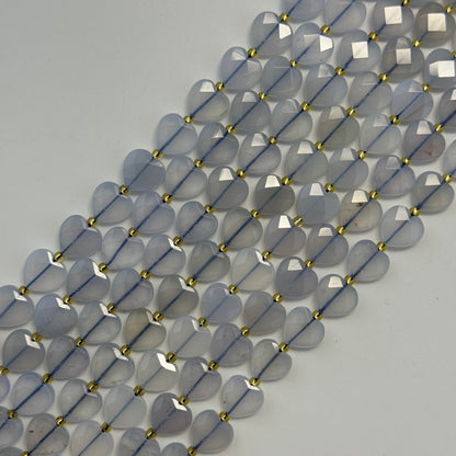 Blue Chalcedony Faceted Heart Shape Beads image 0