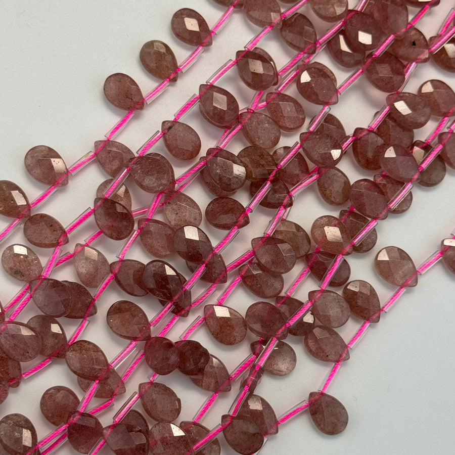 Strawberry Quartz Faceted Pear Shaped Beads image 0