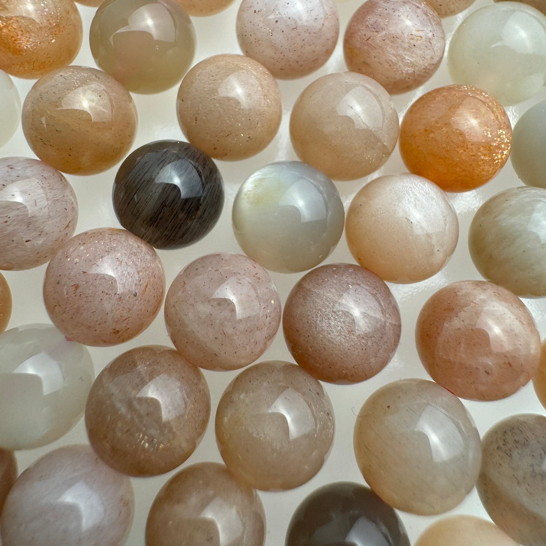 Mix-Pink Moonstone & Sunstone AA Polished Round Beads image 4