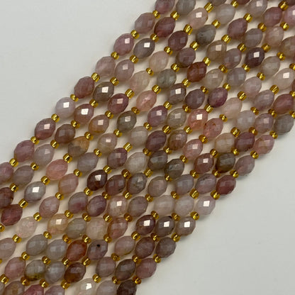 Madagascar Rose Quartz Faceted Barrel 8 Beads image 0