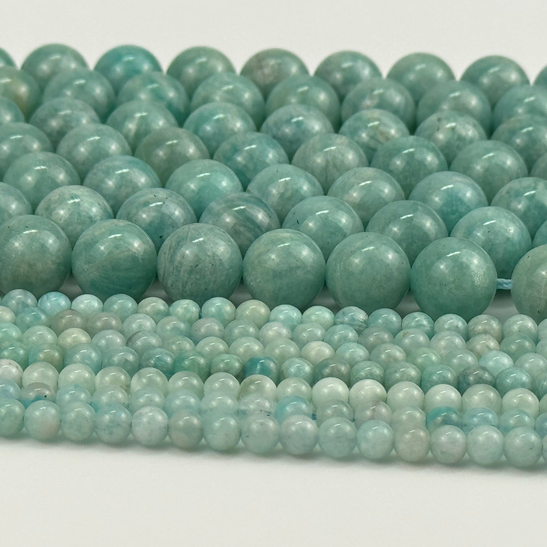 Smooth Green Amazonite AAA Polished Round Gemstone Beads image 1