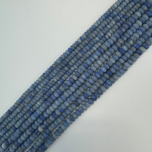 Blue Aventurine Quartz Frosted Rondelle Beads