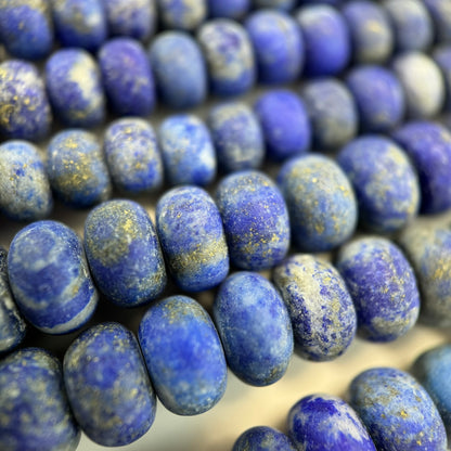 Lapis Lazuli Frosted Rondelle Beads image 1