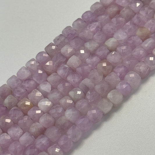 Kunzite Beads - Faceted Square Beads