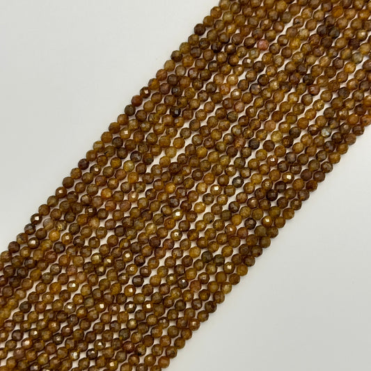 Dark Yellow Apatite Faceted Round Beads