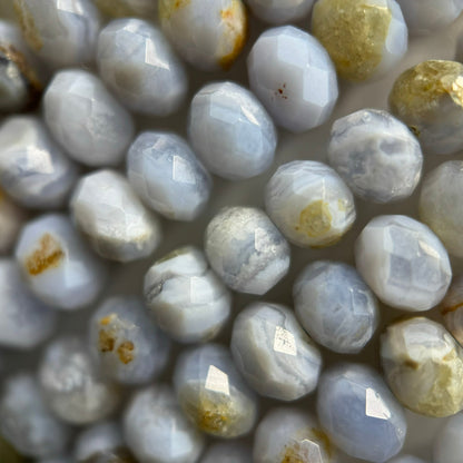 Blue Lace Agate Faceted Rondelle Beads image 8