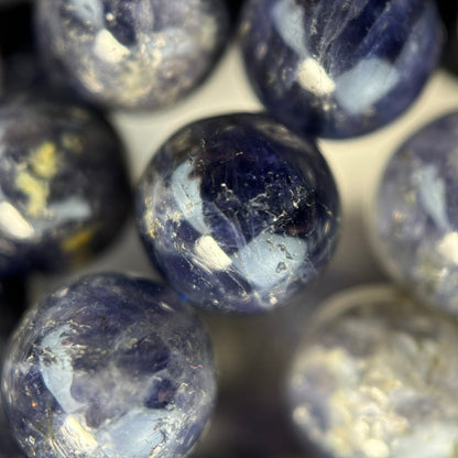 Iolite (Water Sapphire) Polished Round Beads  - 2 image 7