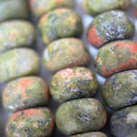 Unakite Frosted Rondelle Beads image 4