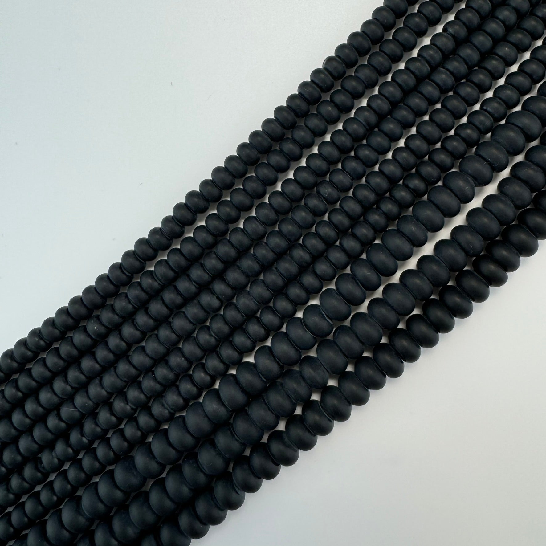 Black Onyx Frosted Rondelle Beads image 3