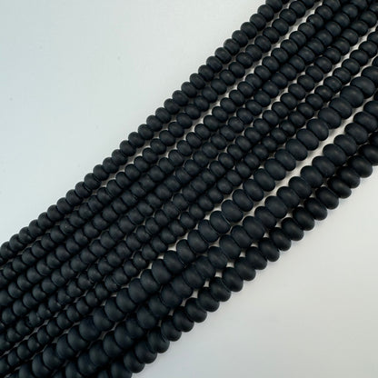 Black Onyx Frosted Rondelle Beads image 3