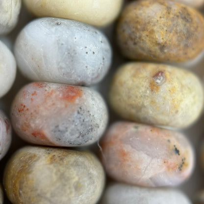 Beige Crazy Lace Agate Frosted Rondelle Beads image 2