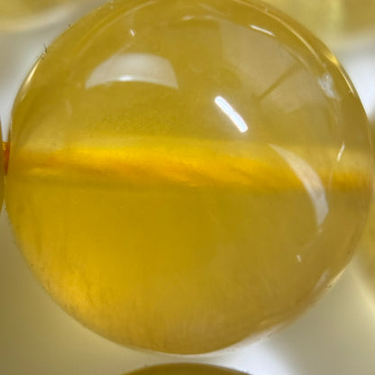 Yellow Fluorite AAA Polished  Round Beads image 2