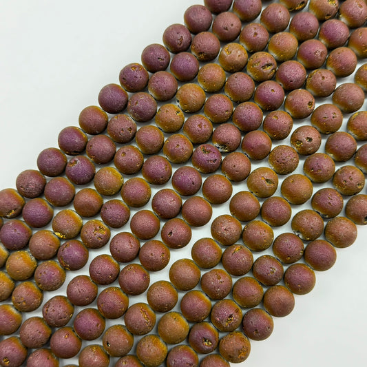 Titanium Plated Flame Druzy Quartz Round Beads image 0