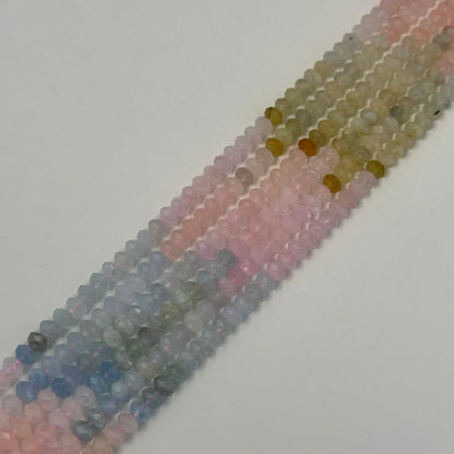 Aquamarine Morganite Faceted Rondelle Beads