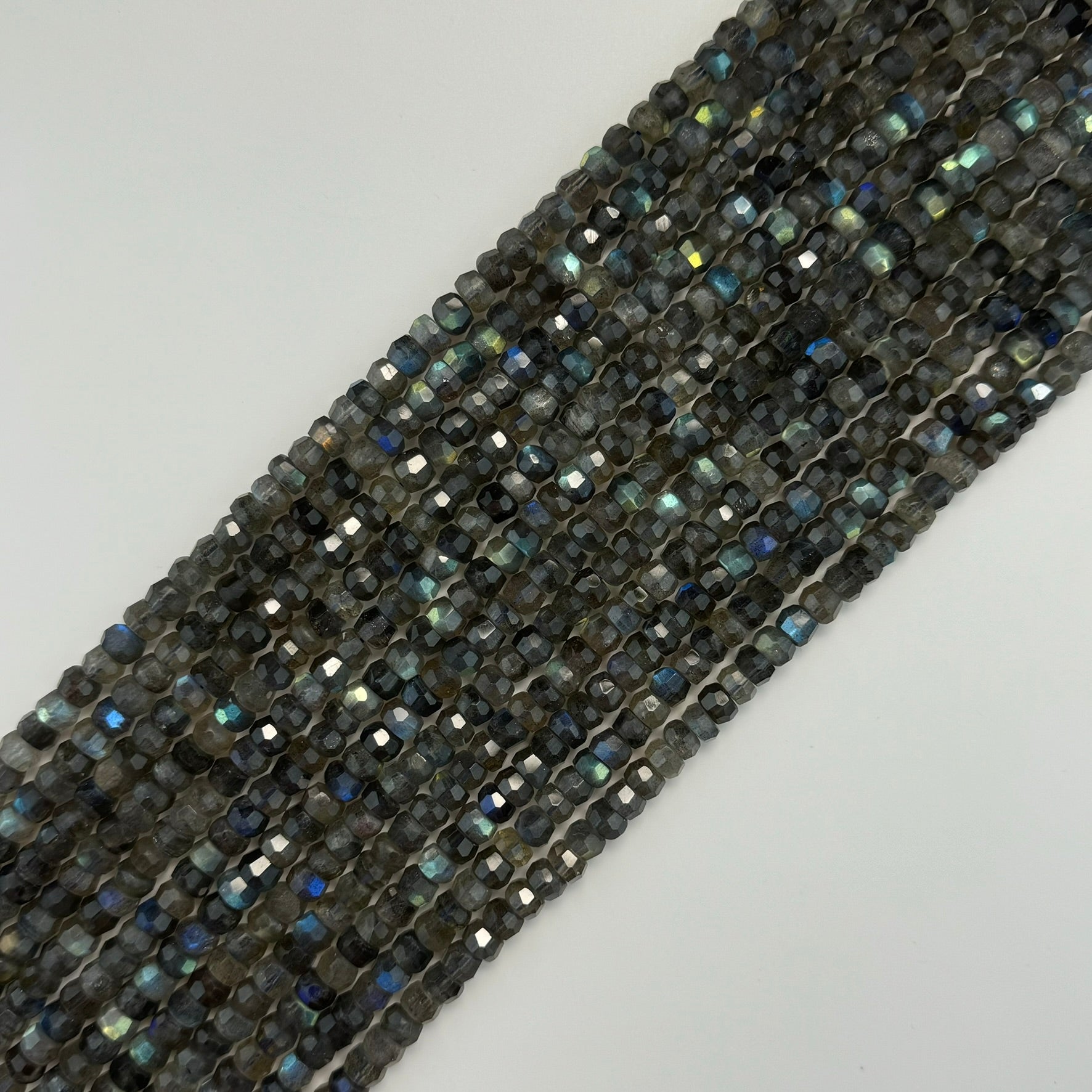 Labradorite Single Cut Faceted Rondelle Beads ( AA Quality) image 8