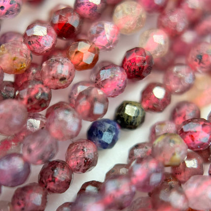 Ruby and Sapphire Faceted Round Beads image 5