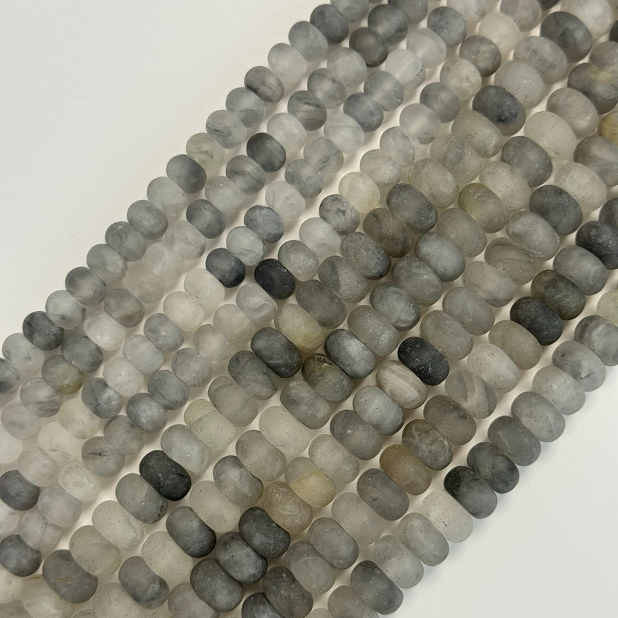 Green Ice Quartz Frosted Rondelle Beads image 0