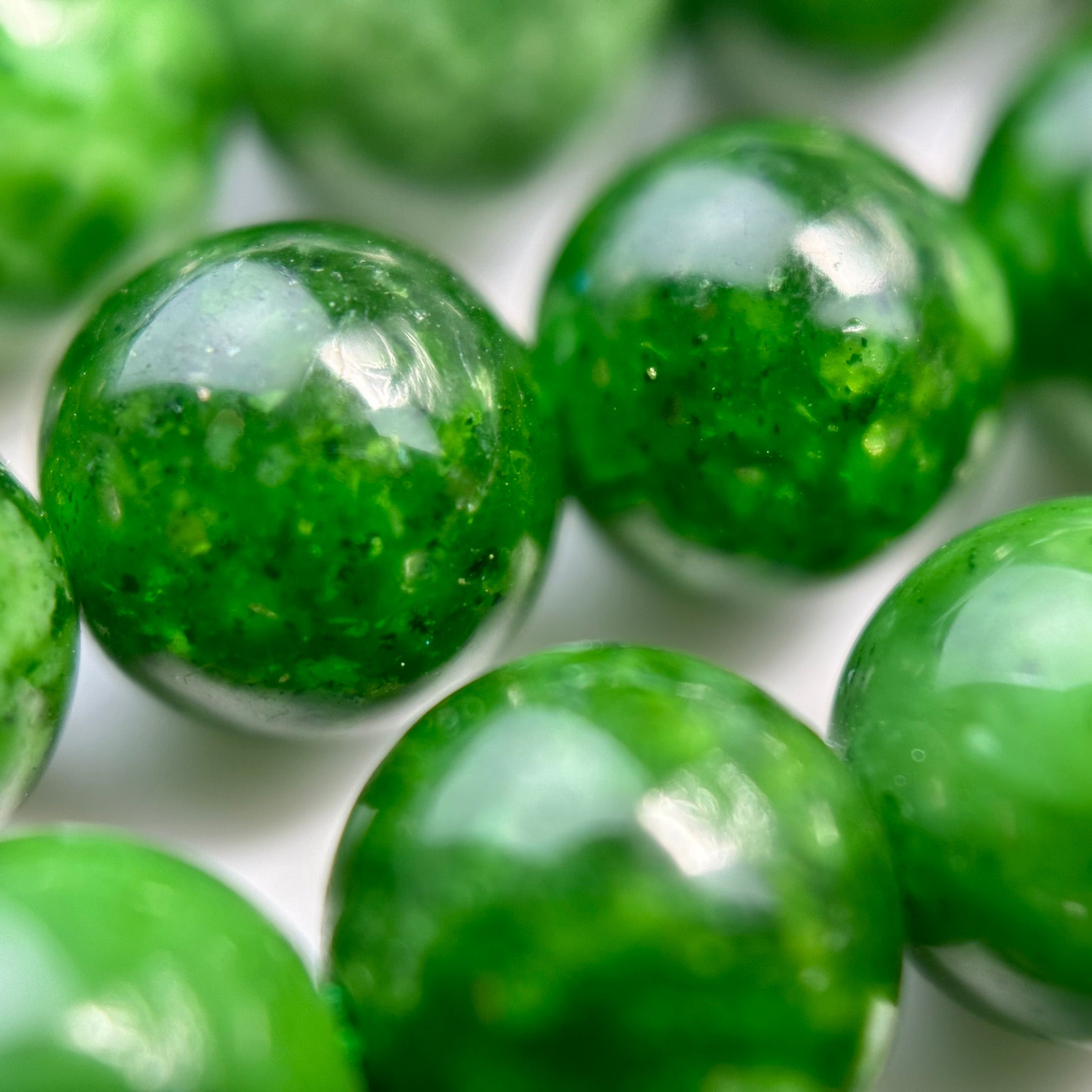 African Green Garnet Polished Round Beads image 1