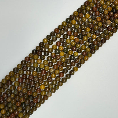 Mustard Fancy Agate Polished Round Beads image 6