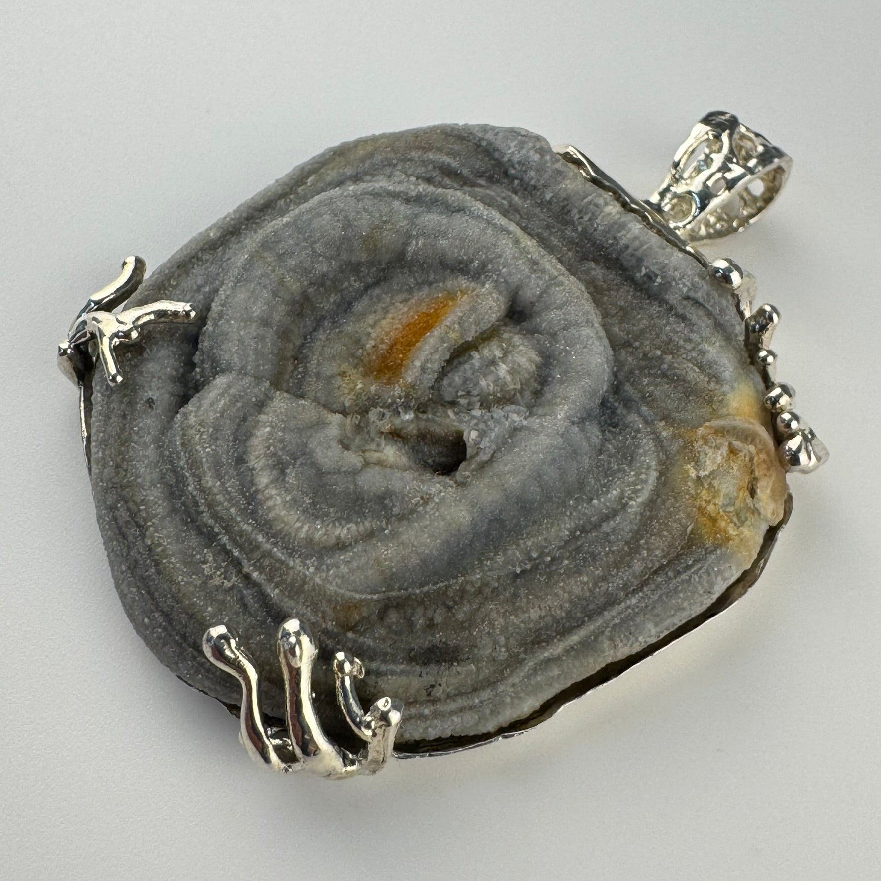 Druzy Chalcedony Quartz Coral Reef Design Pendant 925 Sterling Silver image 4