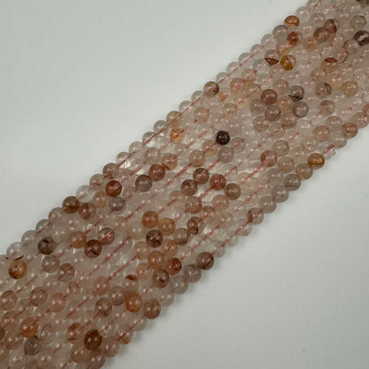Orange Phantom Quartz Polished Round Beads