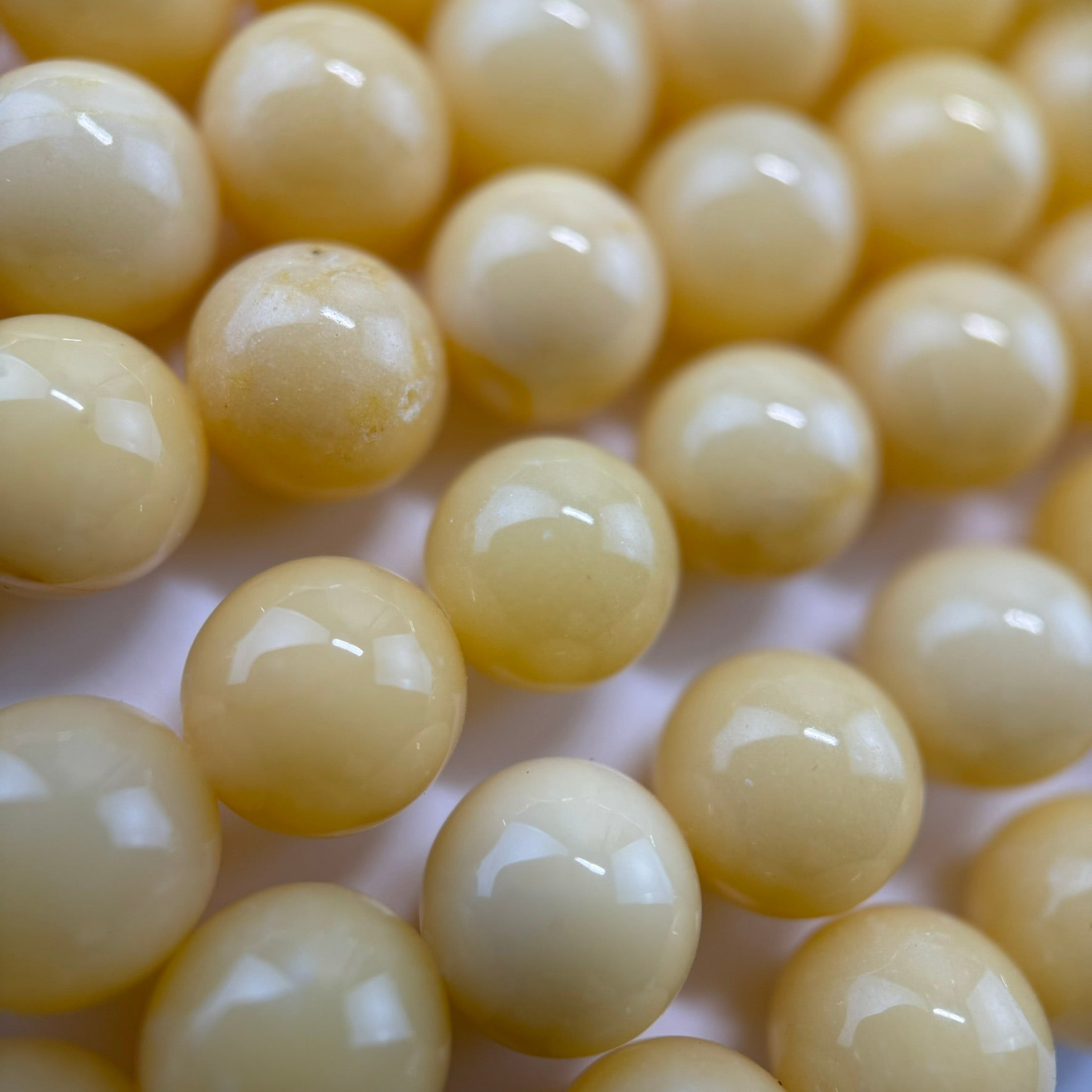 Yellow Calcite Polished Round Beads image 1