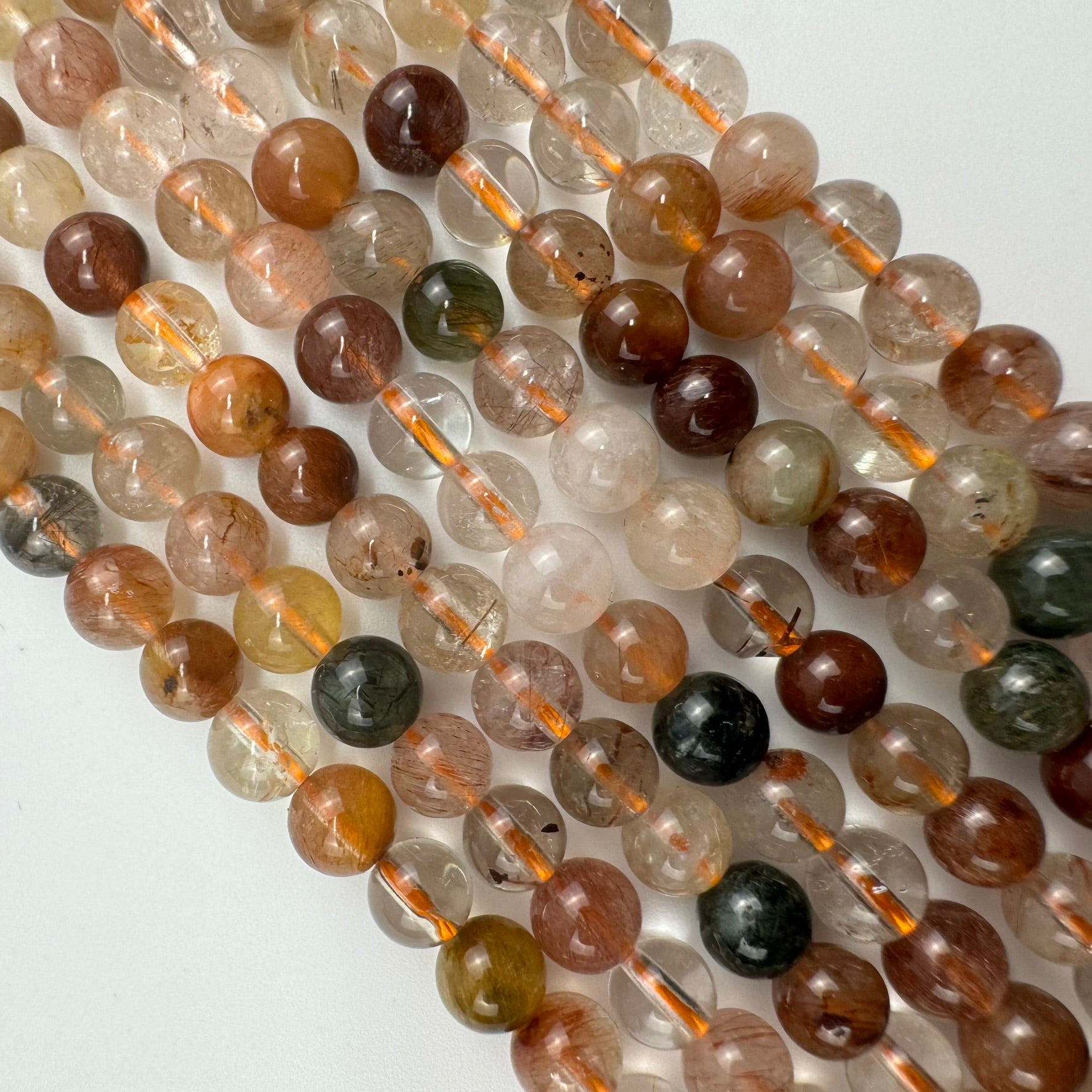 Multi-Colour Rutilated Quartz Polished  Round Beads image 3