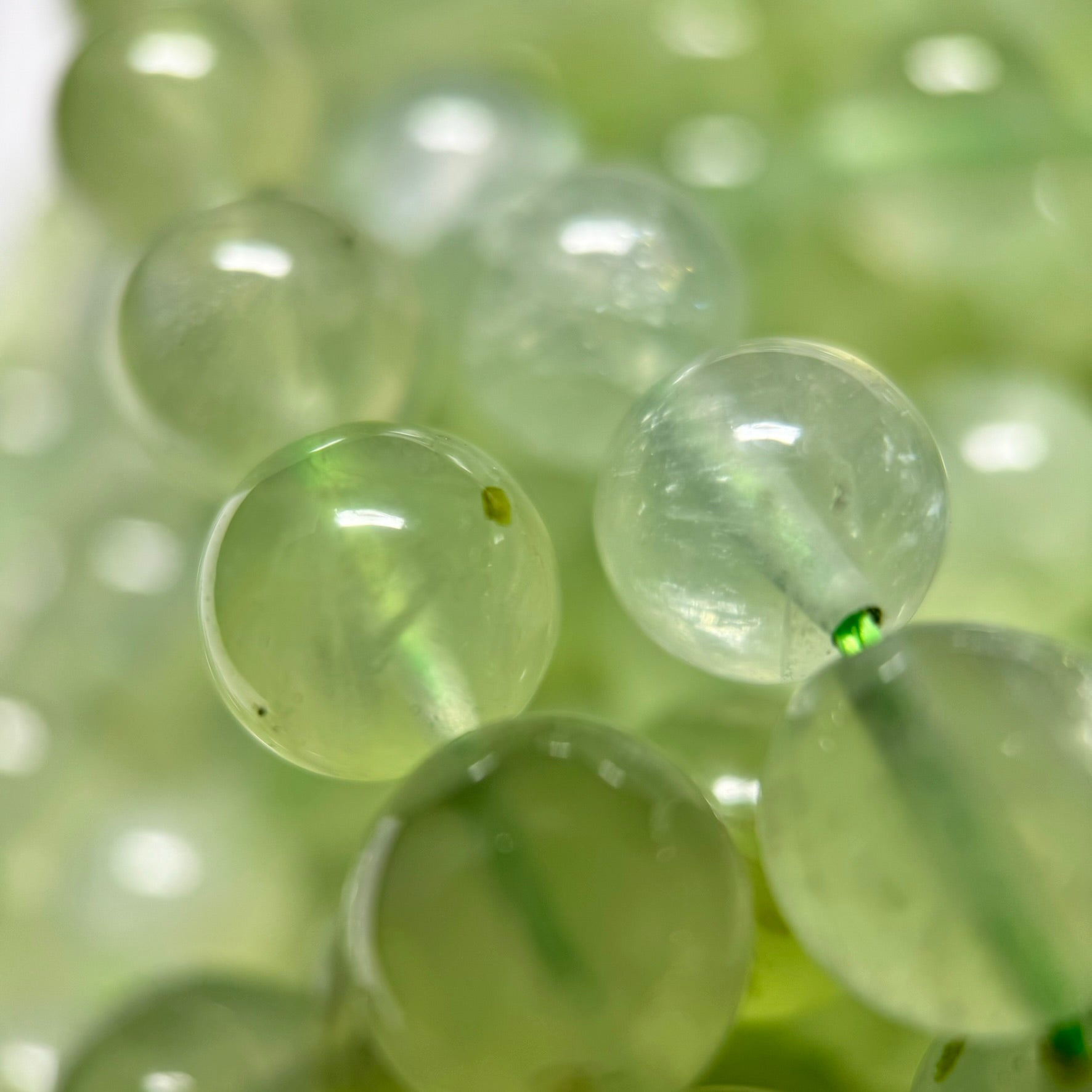 Prehnite Polished Round Beads AA Quality image 6