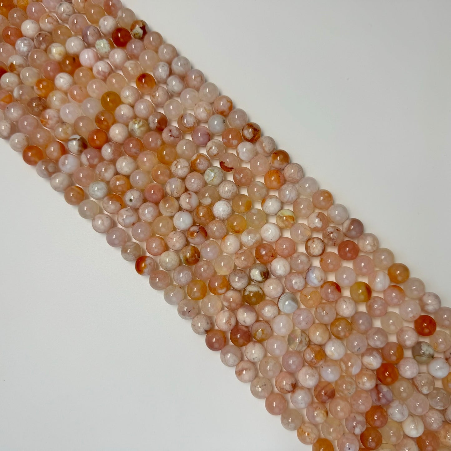 Orange Sakura Agate Polished Round Beads image 6