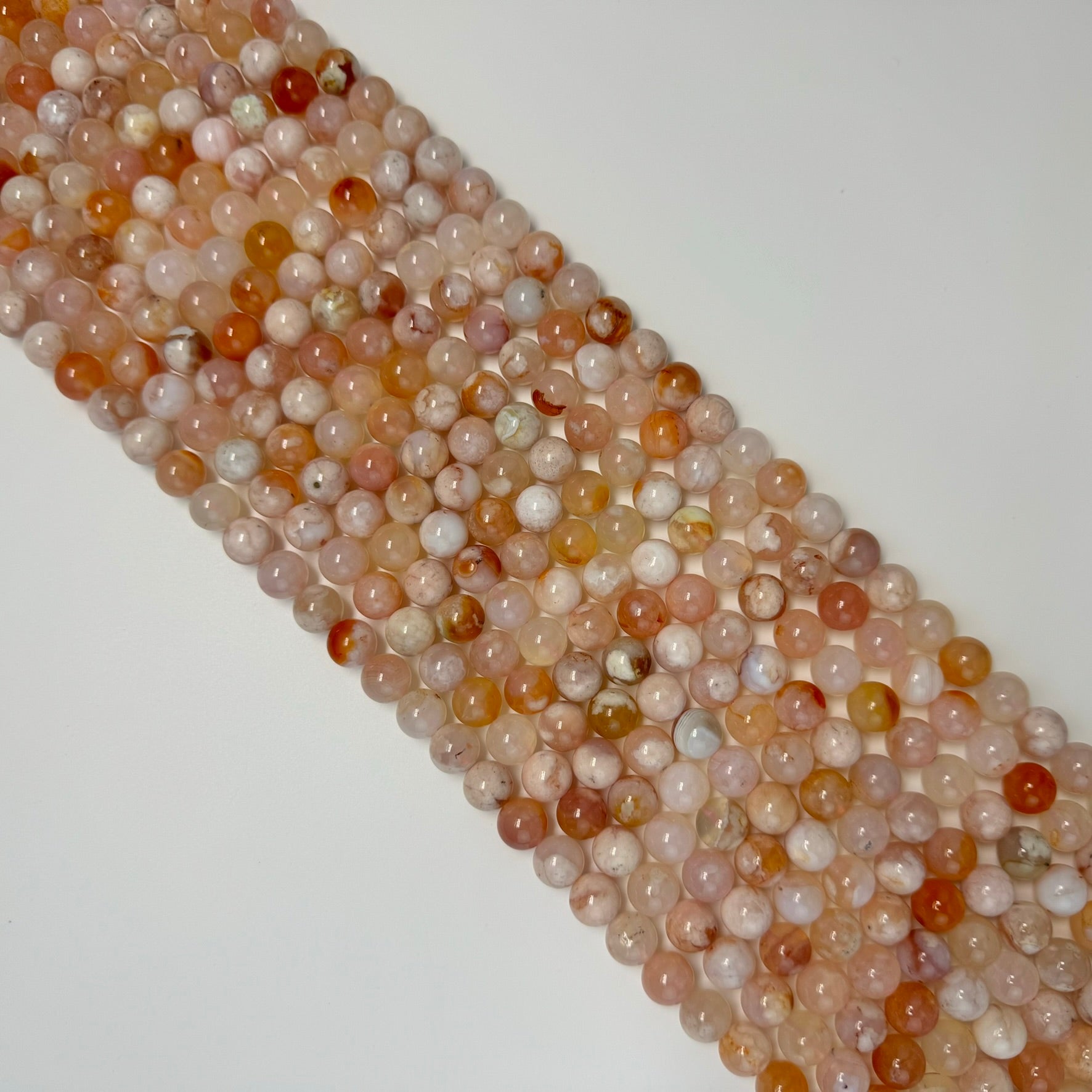 Orange Sakura Agate Polished Round Beads image 6