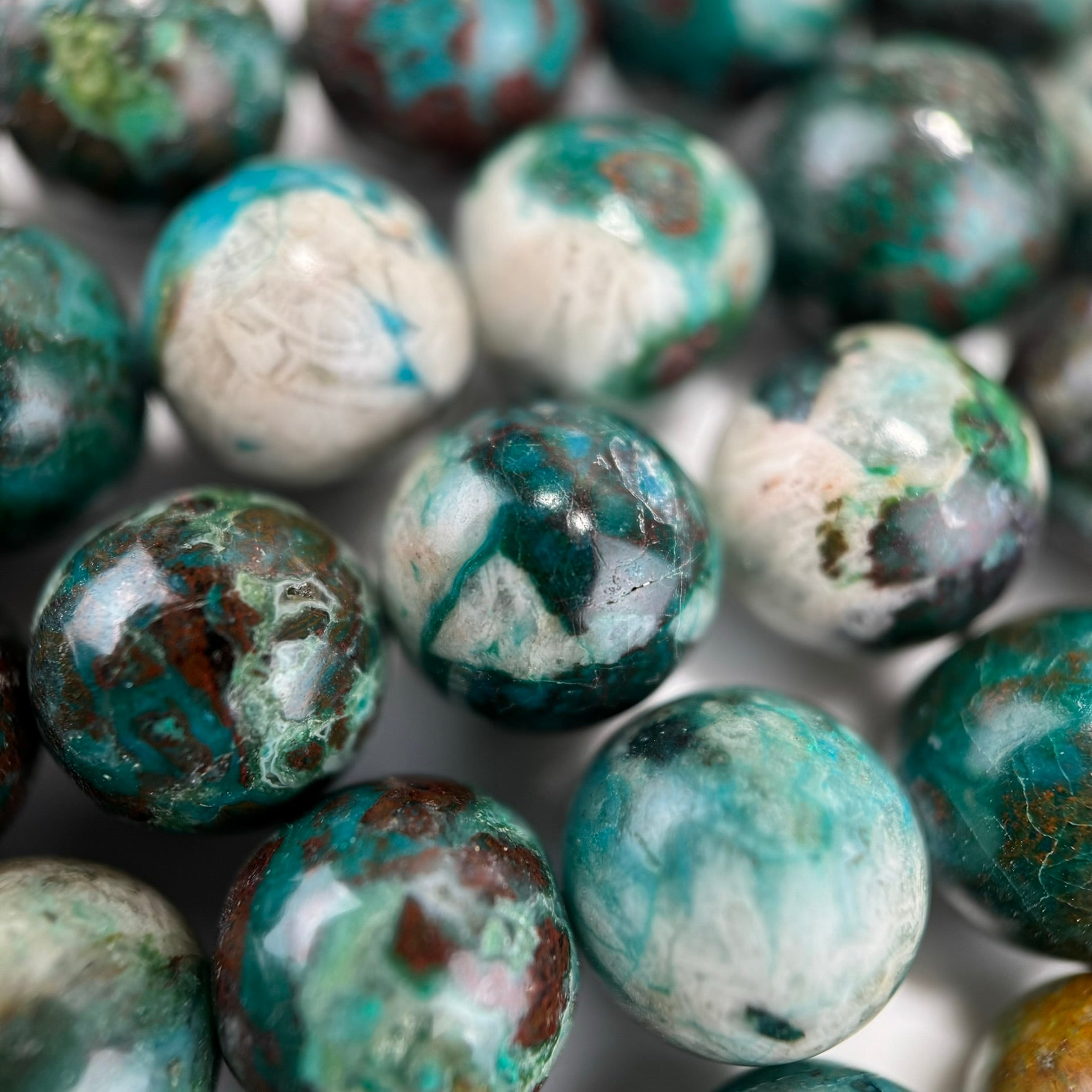 Green Chrysocolla Polished Round Beads image 1