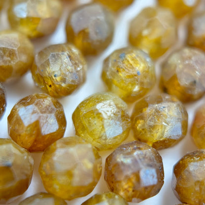 Dark Yellow Apatite Faceted Round Beads image 1