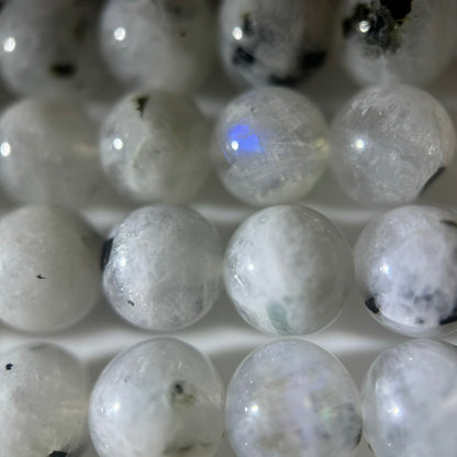 Rainbow Moonstone with Inclusions Polished Round Beads image 1