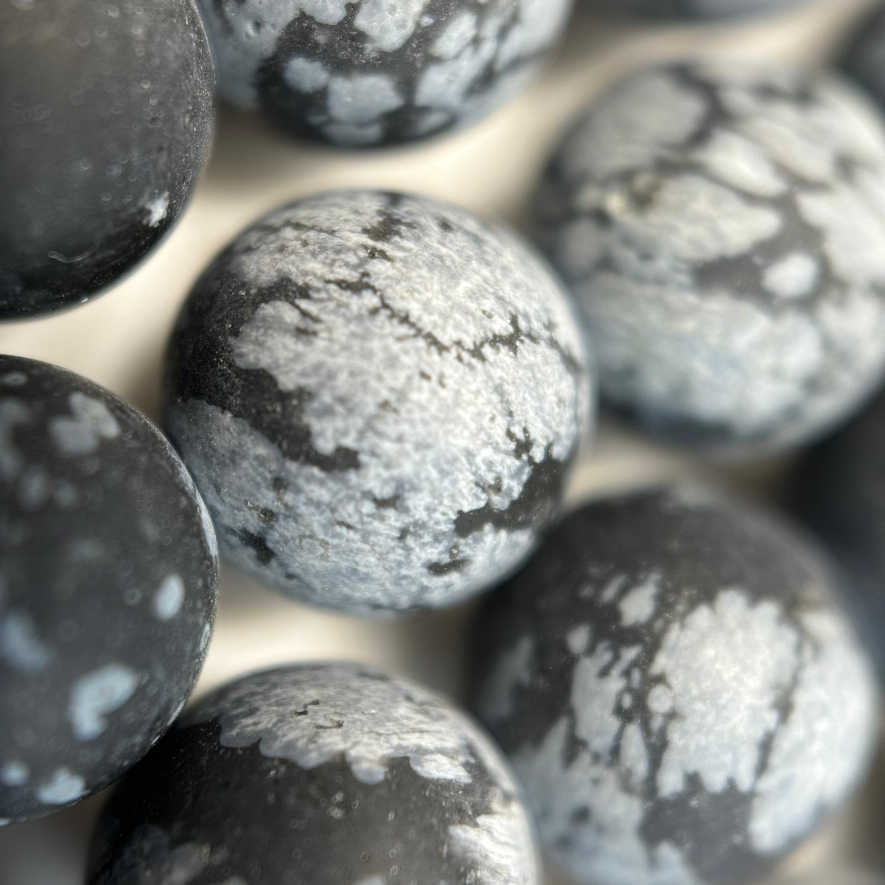 Snowflake Obsidian Frosted Round Beads image 5