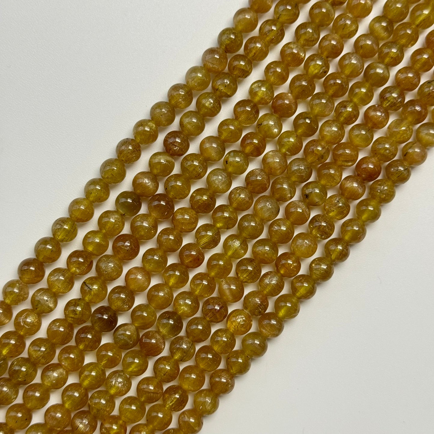 Golden Cat's Eye Apatite Polished Round Beads image 4