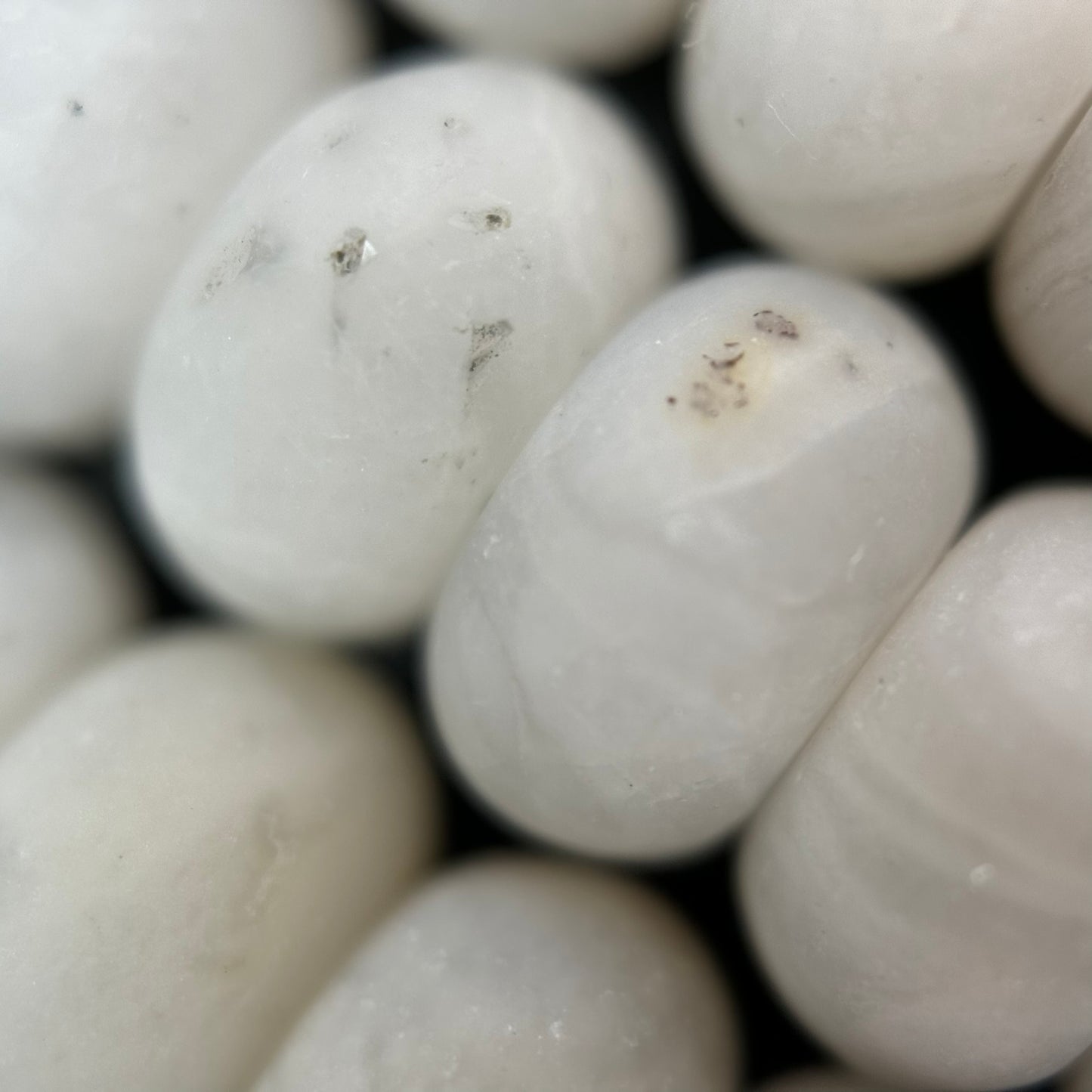 White Lace Agate Chalcedony Frosted Rondelle Beads image 3