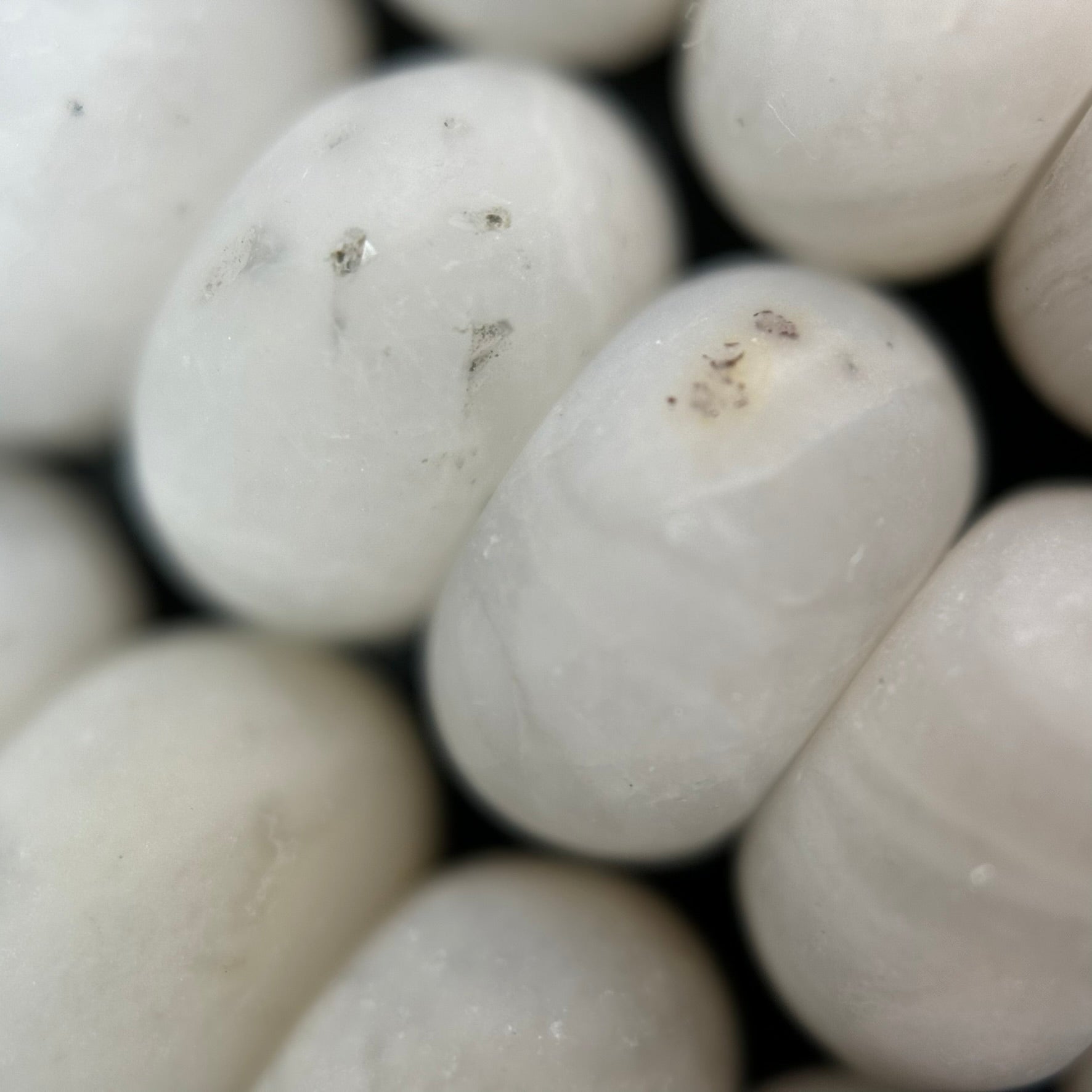 White Lace Agate Chalcedony Frosted Rondelle Beads image 3