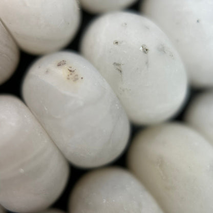 White Lace Agate Chalcedony Frosted Rondelle Beads image 3