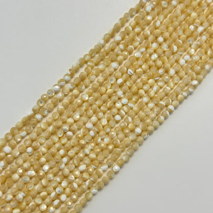 Beige Mother of Pearl Faceted Round Beads image 0