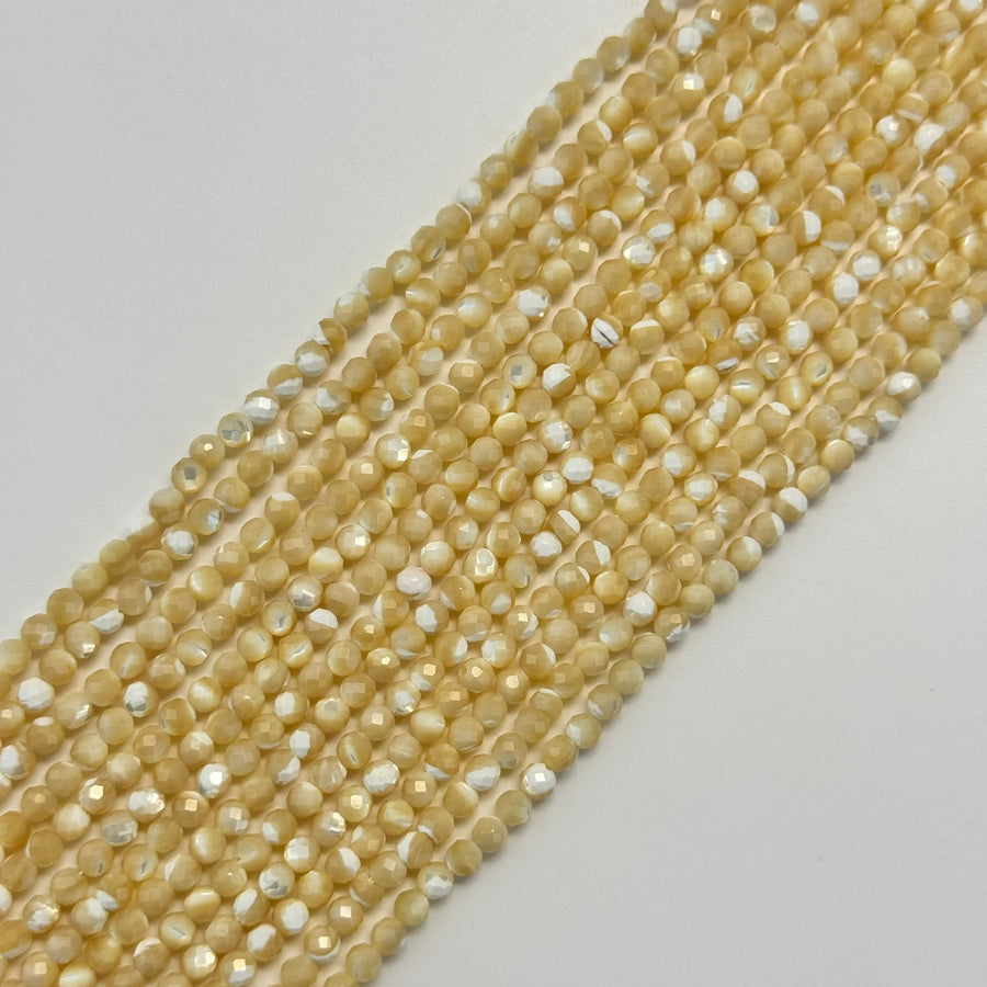 Beige Mother of Pearl Faceted Round Beads image 0