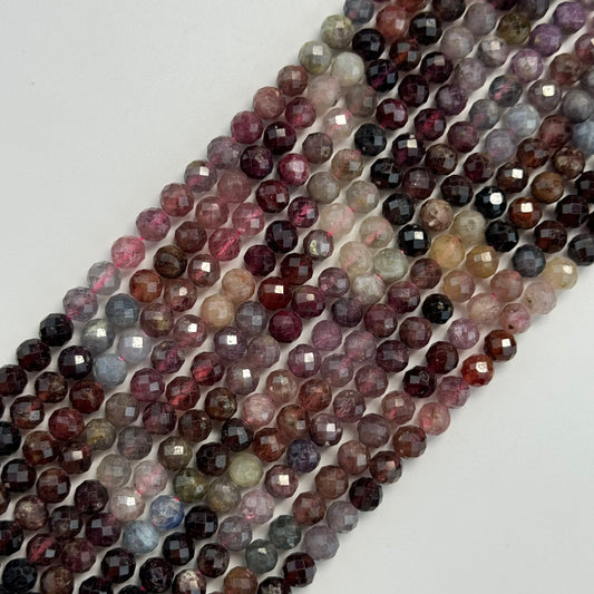 Red Spinel Faceted Round Beads - (AA Quality)