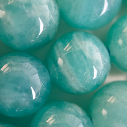Peruvian Amazonite AAA Polished Round Gemstone Beads image 1