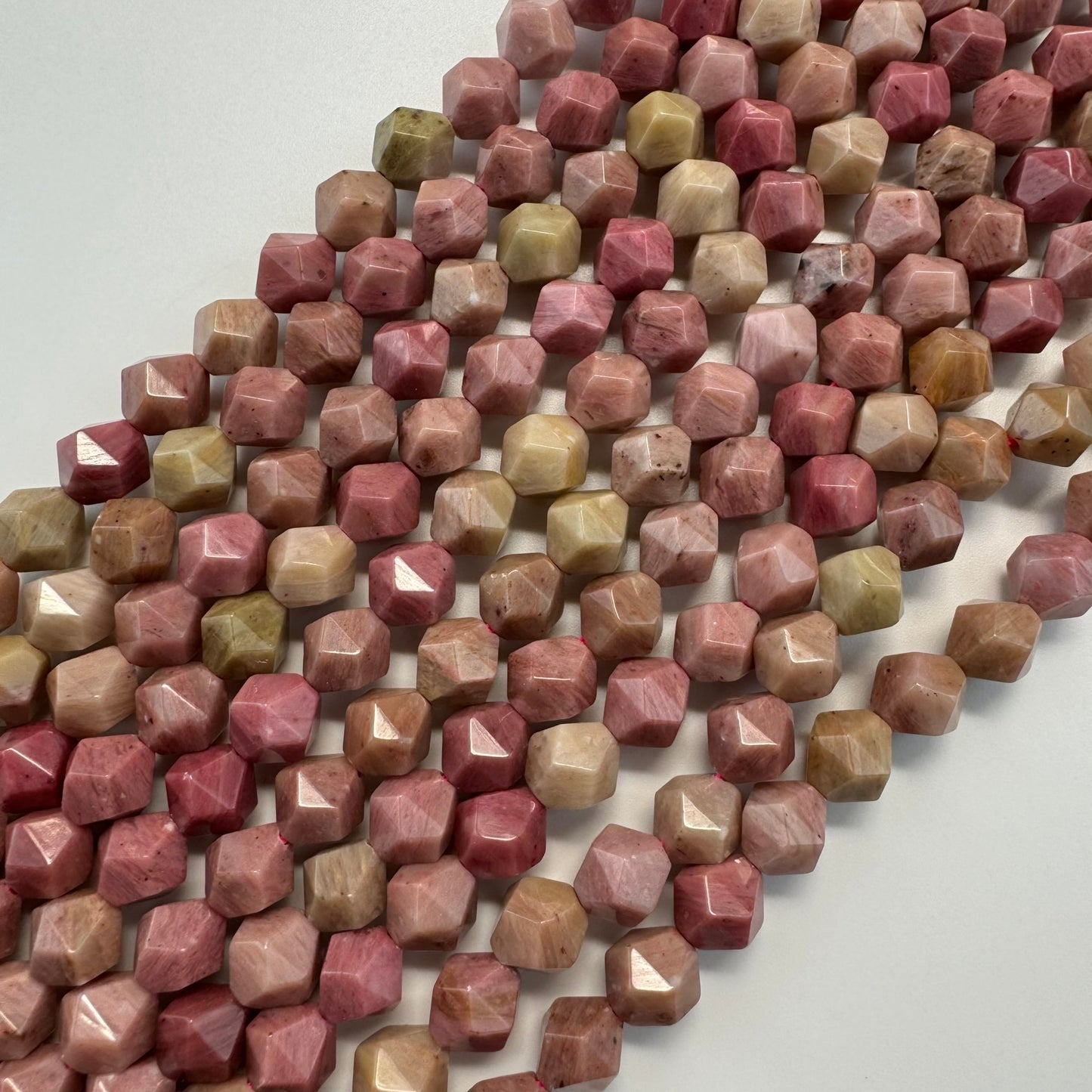 Rhodonite Diamond Cut Beads - A Quality image 4