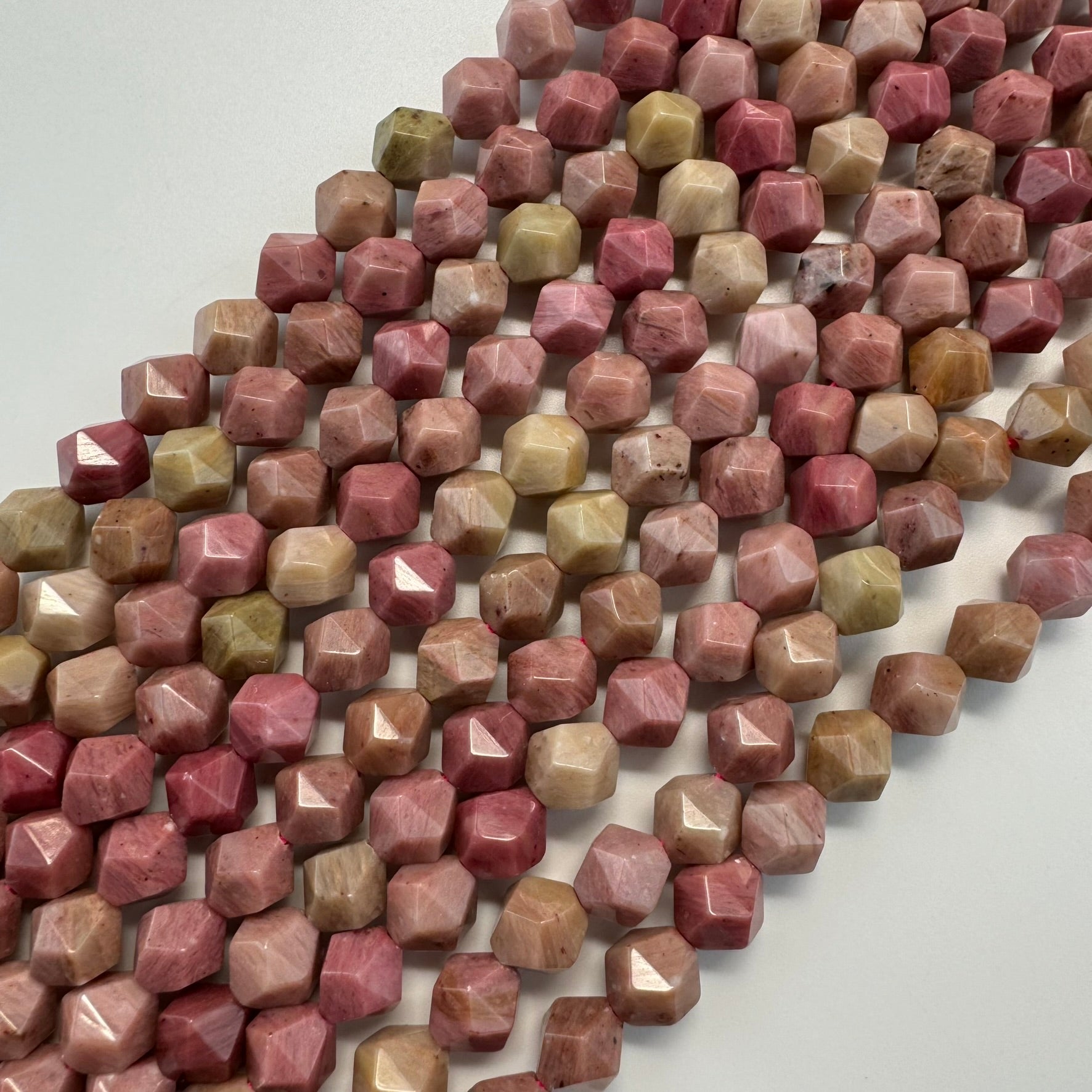 Rhodonite Diamond Cut Beads - A Quality image 4