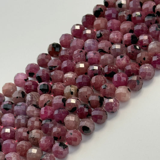Ruby Faceted Round Precious Stone Beads - (AA Quality)