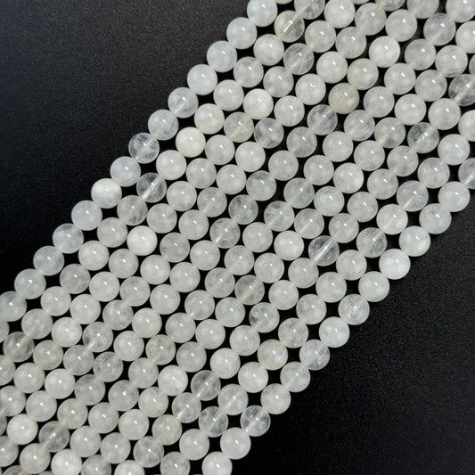 Snow Quartz Polished Round Beads